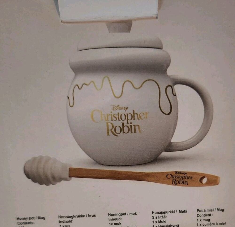 Disney CHRISTOPHER ROBIN Movie HONEY POT with HONEY STICK NEW in Box